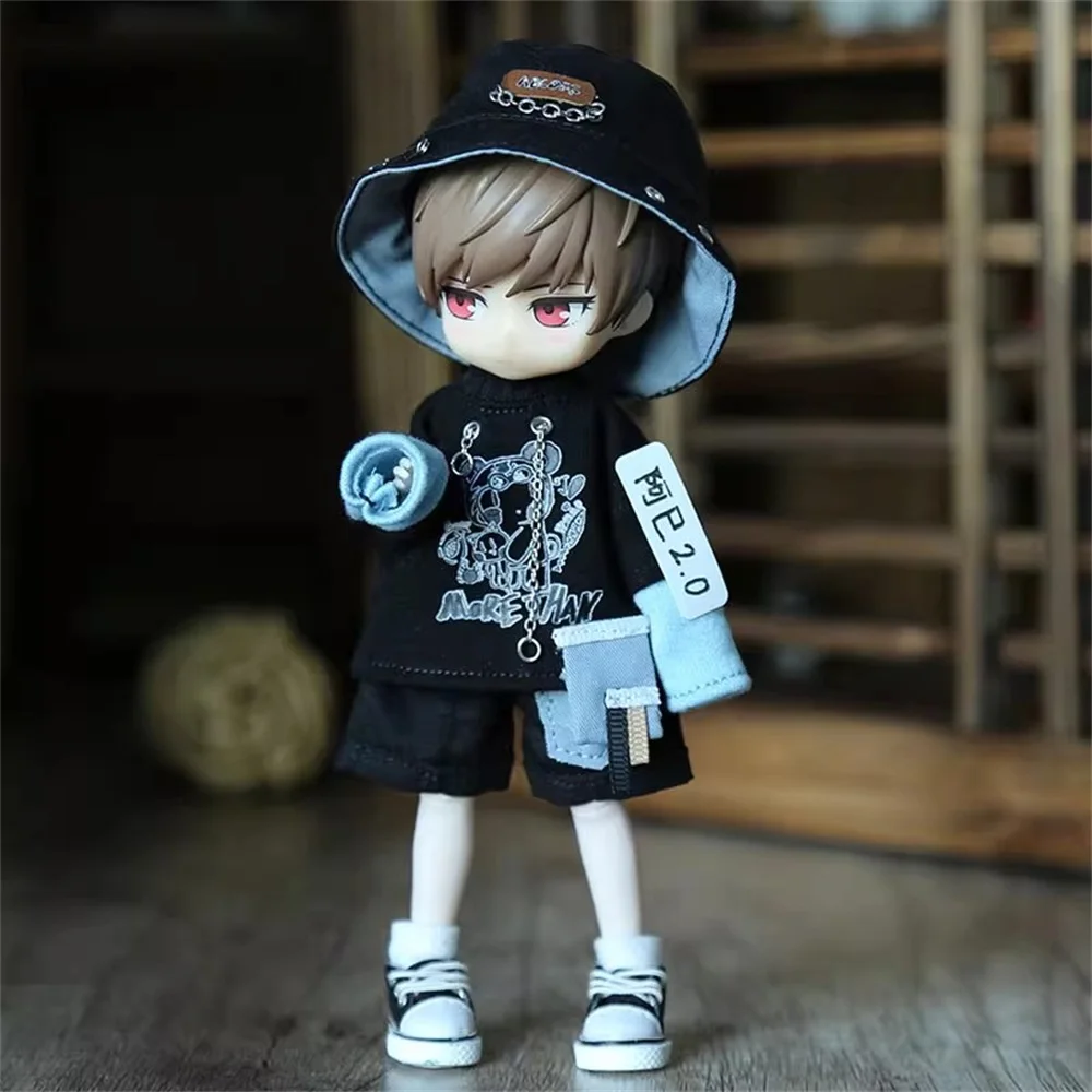 الحلزون 1/12 كبير 12 نقطة BJD ملابس دمى العصرية كول صياد قبعة أعلى السراويل نموذج Ashi 3.0 Beiming الجسم في الأوراق المالية