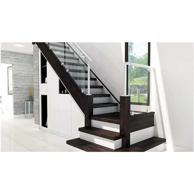 The newly designed solid wood pattern curved staircase