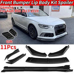 ForAudi RS6 A6 2013-2018 Accessories  The Car Front Bumper Splitter Lip Body Kit Spoiler Side Skirts Extensions Rear Wrap Angle