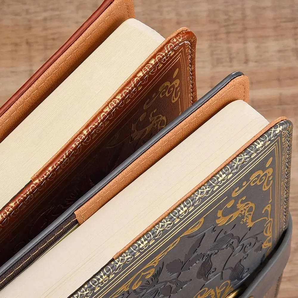 PU Leather A5 Journal Notebook Embossed Design Combination Lock Personal Planner Organizers Hard Cover Ruled Lined Paper