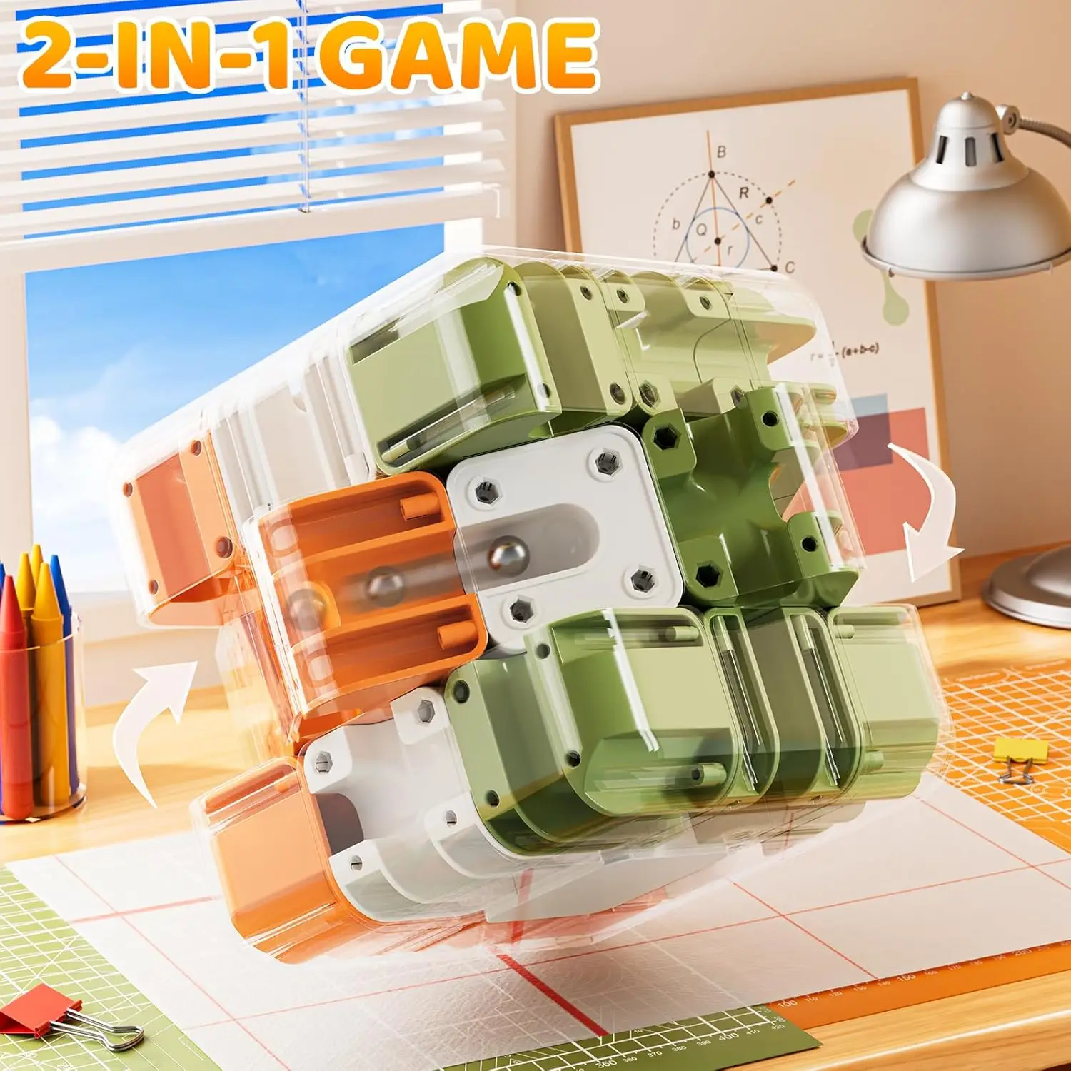 3D Rotating Ball Maze Cube, Smooth Brain Teaser Puzzle, Educational Logic Training Fidget Toy Gift for Kids Adults