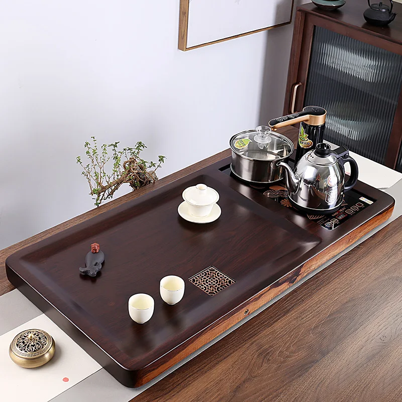 

Rectangle Kitchen Tea Tray Serving Wooden Luxury Accessories Office Drainage Valet Tea Tray Chinese Bandejas Home Decorationgs