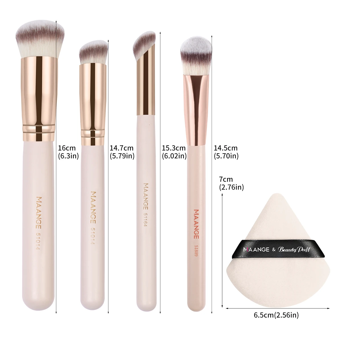 MAANGE 6pcs Makeup Tool Kit with 4pcs Brushes 2pcs Powder Puff Accessories Foundation Eyeshadow Concealer Brushes Makeup Beauty