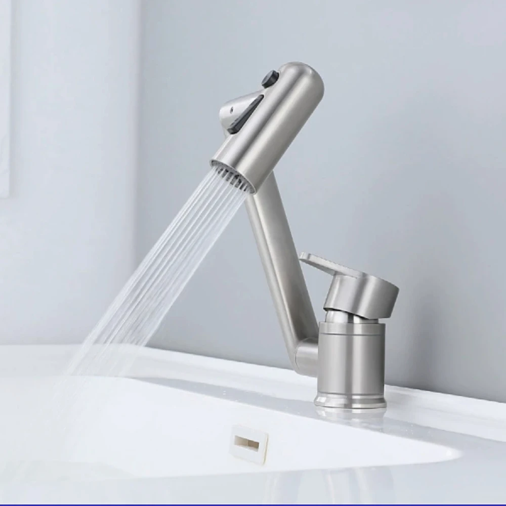 

304 Stainless Steel Bathroom Basin Mixer Faucet ,360 Rotation Cold & Hot ,Ceremice Valve Core, Three Model Water Out by Botton