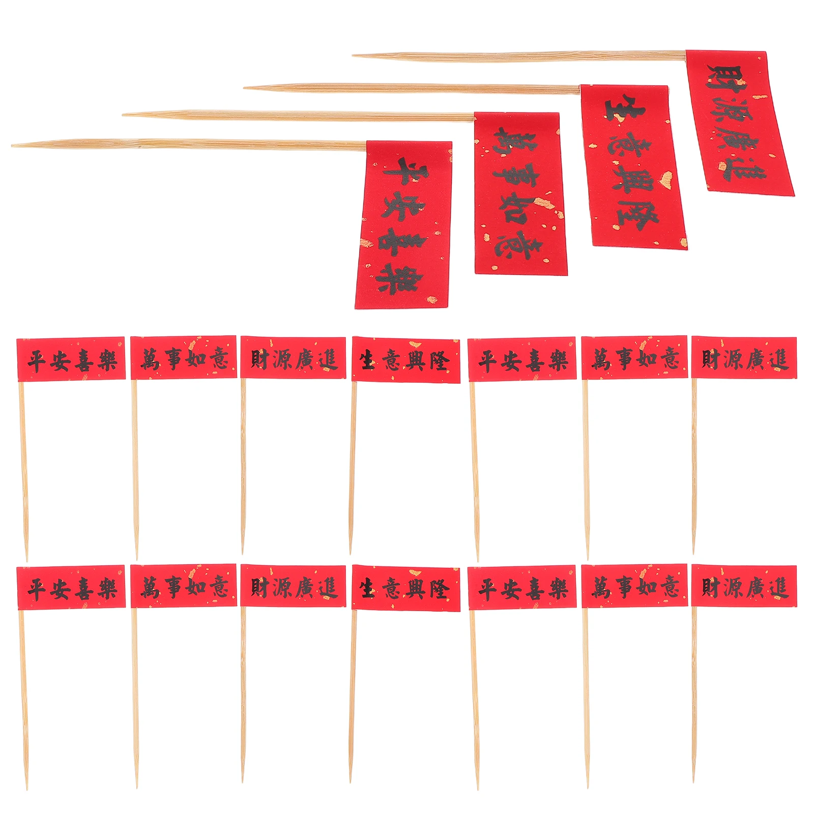 

72 pcs Cake Picks Chinese Style Decoration for Cupcake Fortune Pendant New Year Eve Elegant Design Dessert Ornament