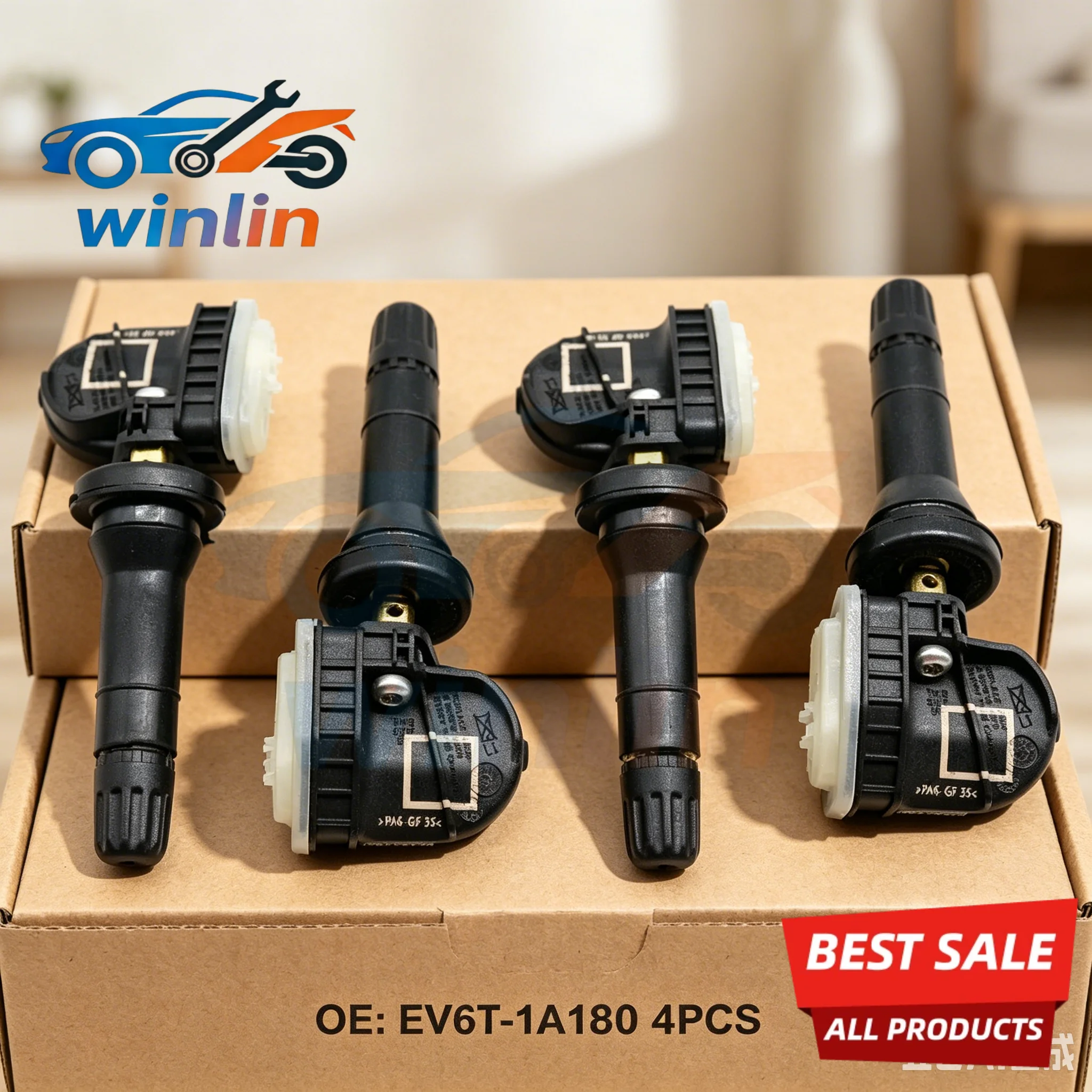 

EV6T-1A180-DB 4PCS 433MHz TPMS Tire Pressure Sensor Fit for Ford Ranger Transit Tourneo Connect Courier Auto Parts