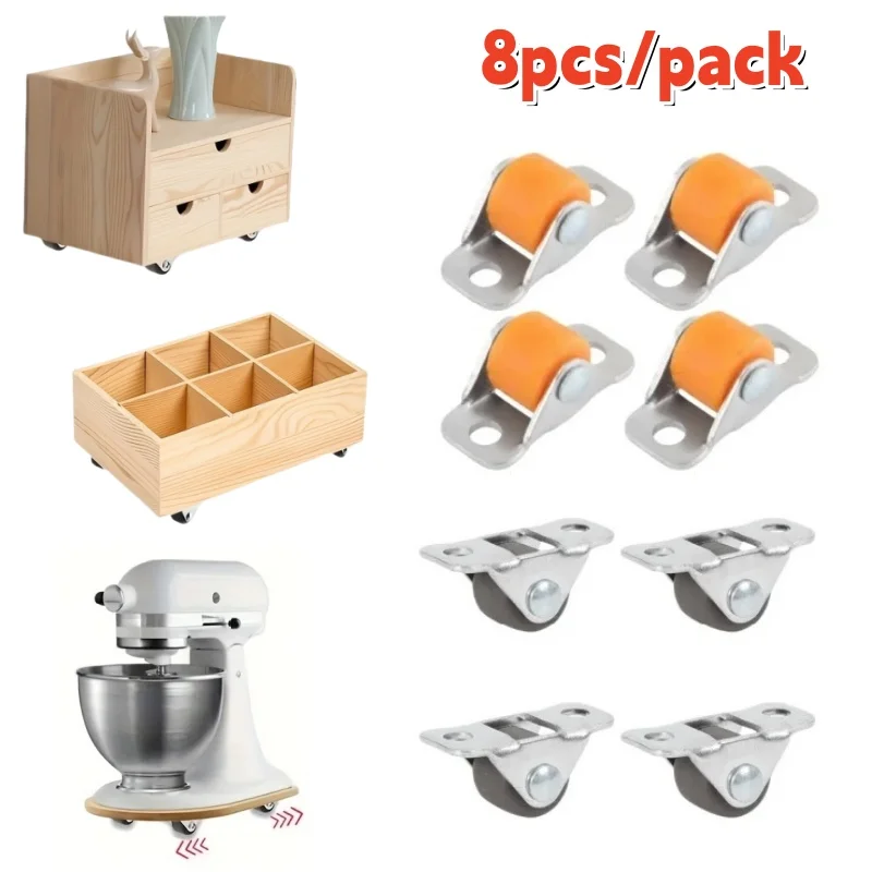 Mini rueda giratoria silenciosa de 8 Uds., ruedas lineales de 0,5 pulgadas, rodillo pequeño, rueda rodante de goma, electrodomésticos pequeños, polea para muebles