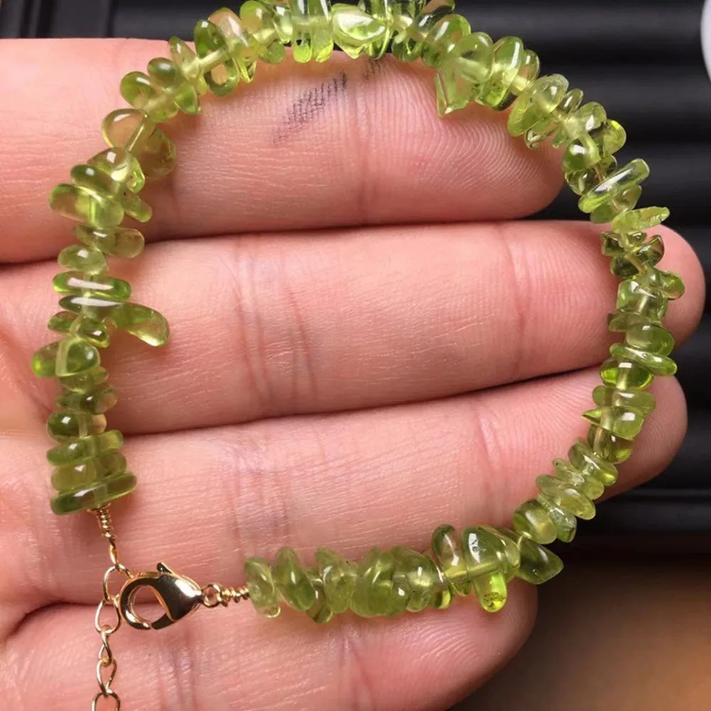 Natural Green Irregular Peridot Bead Bracelet for Women Handmade Adjustable Healing Yoga Charm Jewelry Gift Wholesale
