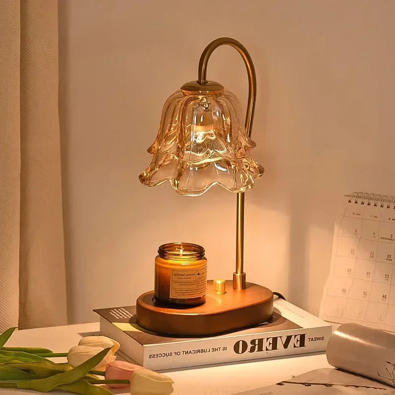 Vintage Table Lamp Glass Ambiance Decoration Desktop Light With Scented Wax GU10 Knob Adjustable Heating Aromatherapy Luminaires