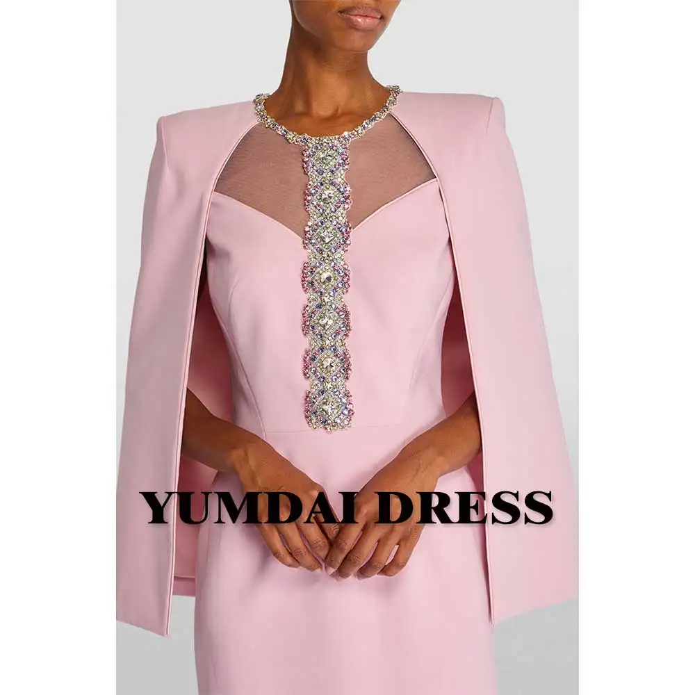 YUMDAI Luxury Dubai Rhinestone Beads Long Sleeve Blouse Evening Dress 2024 Saudi Ladies Engagement Party Formal Guest Midi Dress