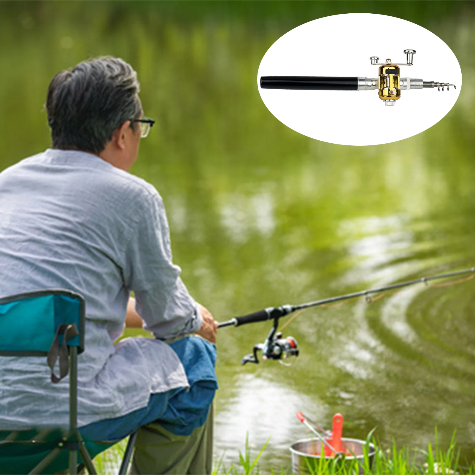 Pen Fishing Rod Reel Combo Set Pocket Collapsible Fishing Pole Kit for Retiring Leisure Time Vacation