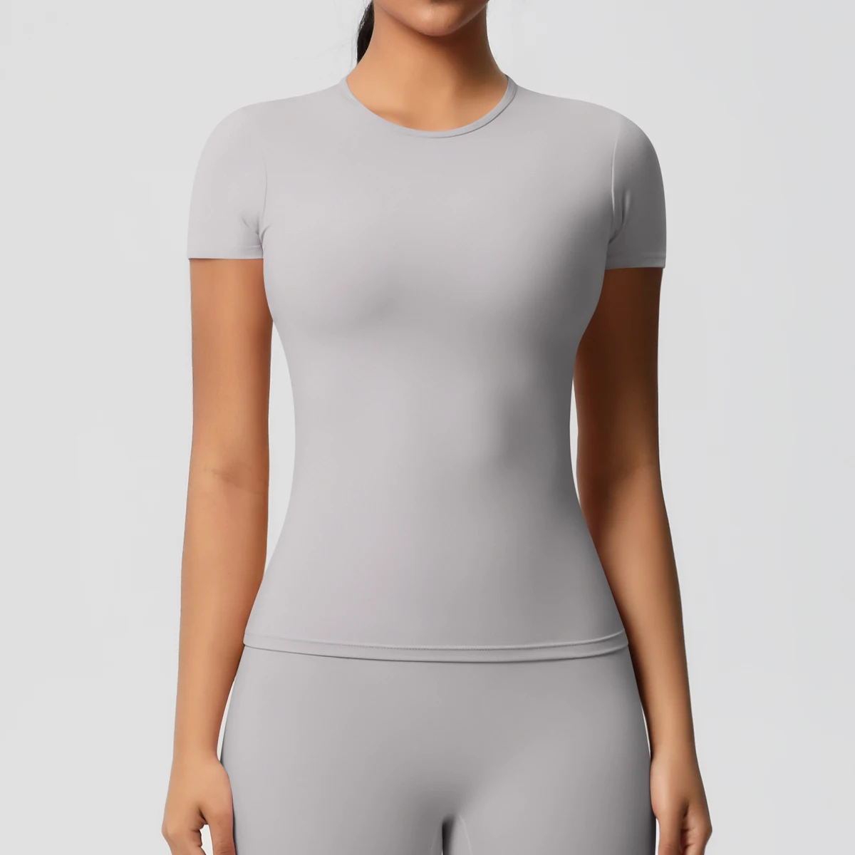 Workout Dry Fit Atmungsaktives Hochelastisches Sport-Top Gym Fitness Wear T-Shirt Damen Casual Outdoor Top – Detail 28