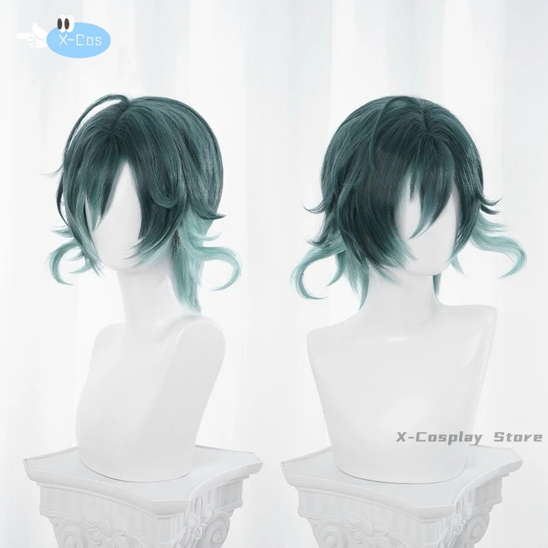 Anime Mukami Azusa Cosplay Vampire Wig Game DIABOLIK LOVERS Green Curl Hair Wig Prop Set Holloween Party RolePlay Outfit for Men