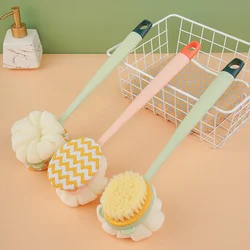 Two sides Shower Long Handle Body Brush Silicone Bathroom Wash Brush Bathing Massage Back Body Exfoliating Brush Bath Supplies