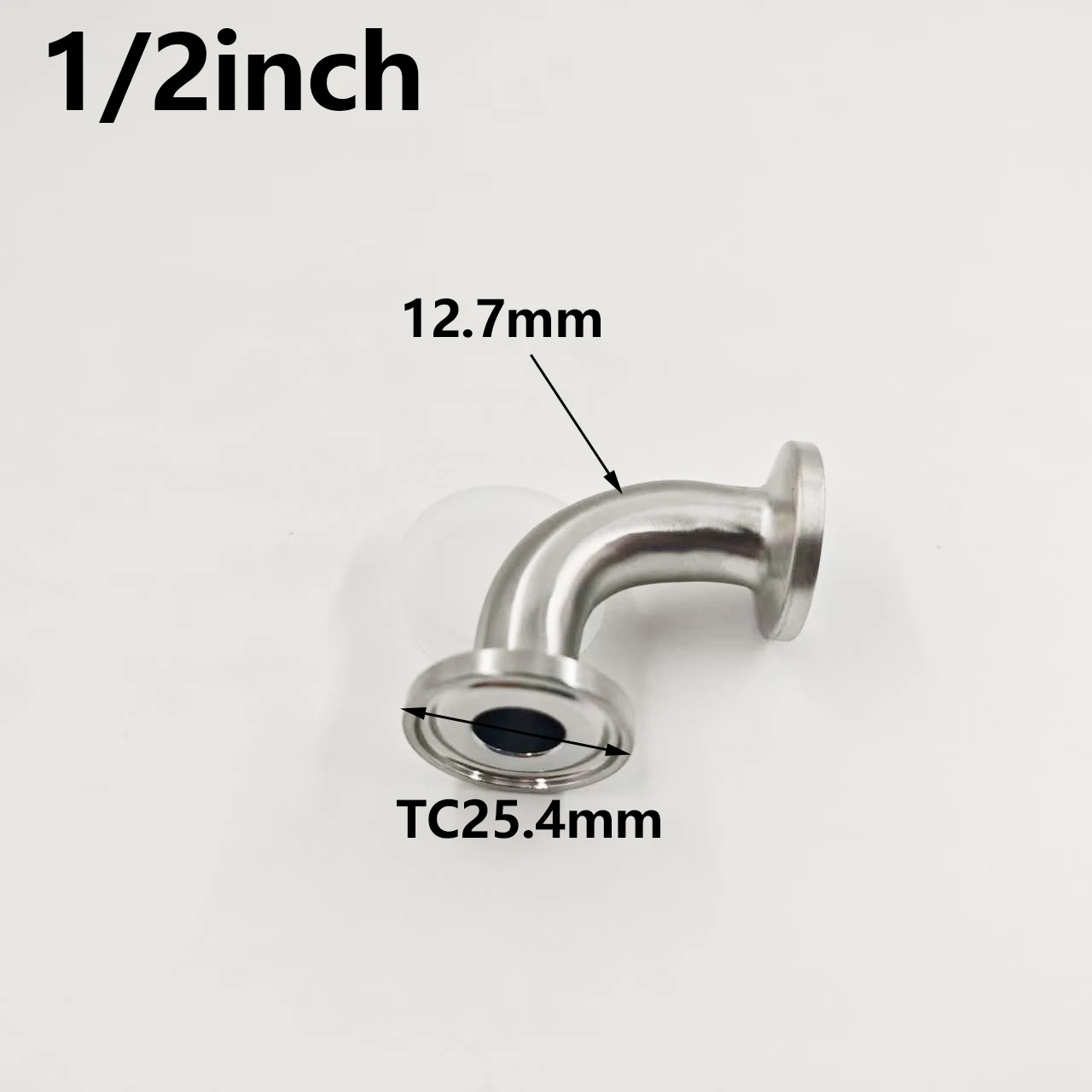 1/2inch(OD12.7mm) tri clamp 25.4mm elbow 90 degree elbow 304 stainless steel food grade stainless steel