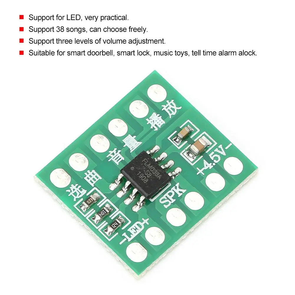 2Pcs Adjustable Volume PCB Music Chip DIY Module for smart Doorbell, Lock, Toys & Alarm Clock Kit