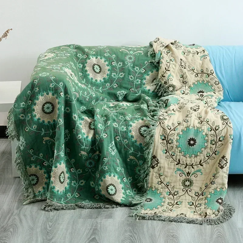 Japanese Cotton Blanket for Beds Sofa Cover Multifunction Leisure Blanket and Throws Simple Sofa Cushion Non-Slip Bedspread Soft