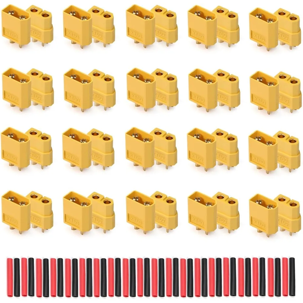

20 Pairs XT60 Male Female Bullet Connectors with Heat Shrink Tubes for RC Lipo Battery Car Boat