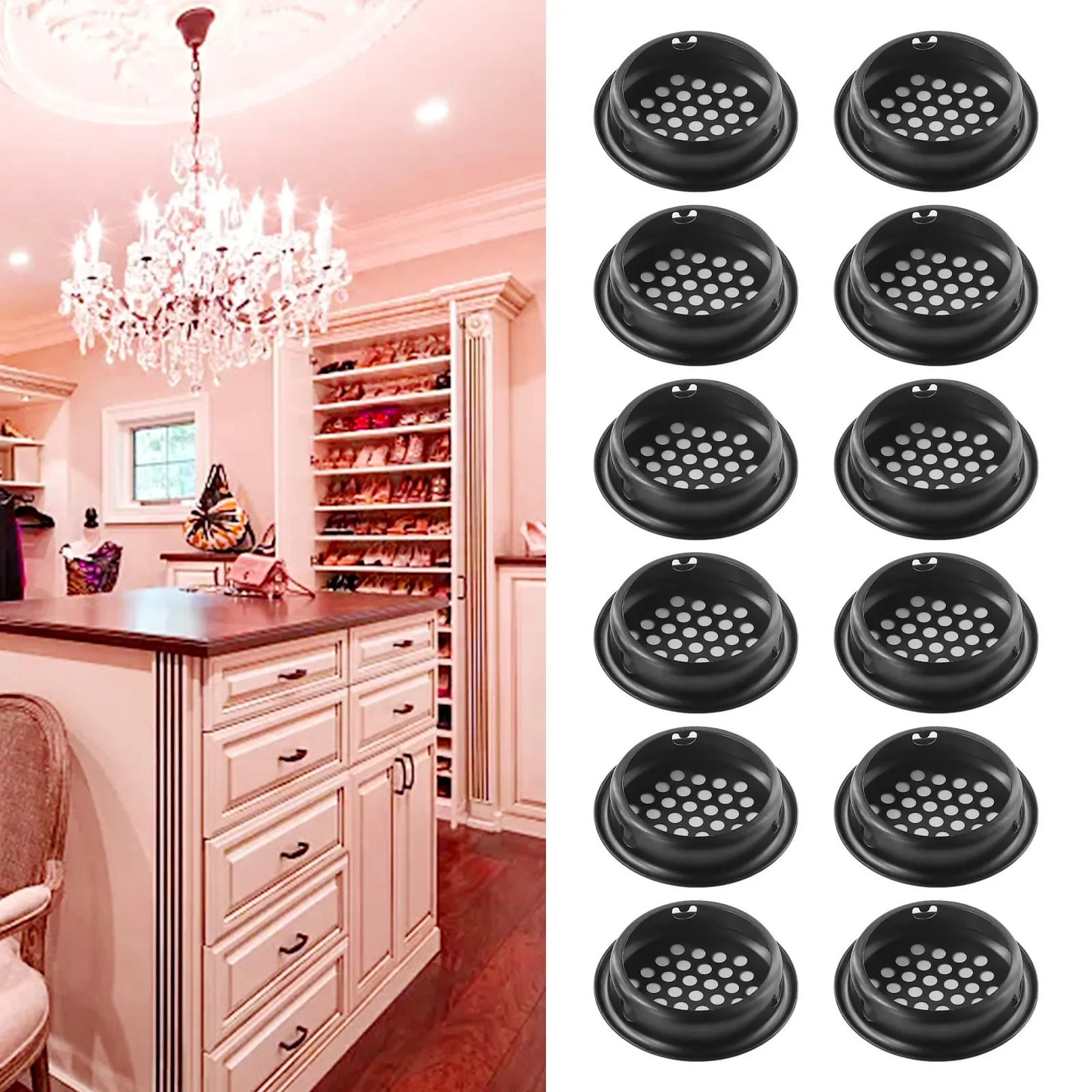 10/12PCS Ventilation Grilles Round Stainless Steel Air Vent Holes Black Louver Hole Durablity Mesh Vents Home Improvement Parts