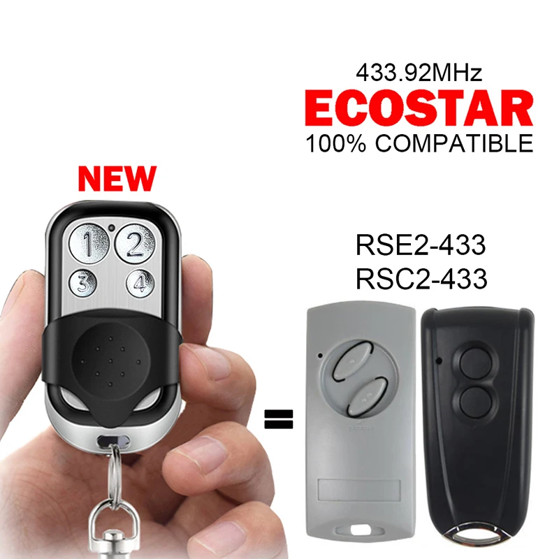 

Замена ECOSTAR RSC2 RSE2 433 Пульт дистанционного управления Дверь гаража 433,92 МГц Роллинг Код Открыватели гаражных ворот 4 канала Командный ключ