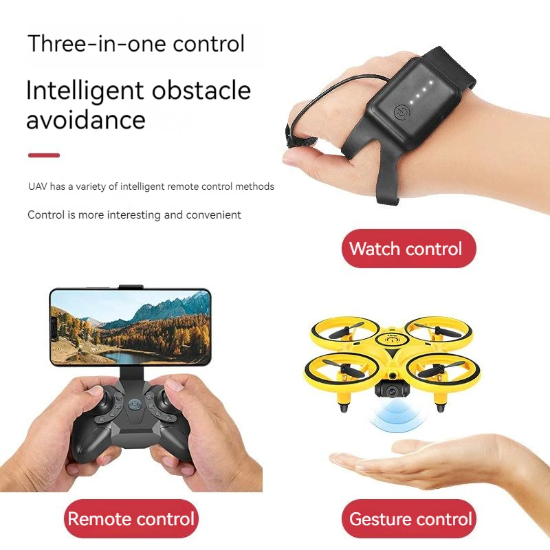 Rc Intelligent Gesture Induction Uav Flying Saucer Watch Quadcopter Fall Resistant Suspension Remote Control Small Aircraft Toy