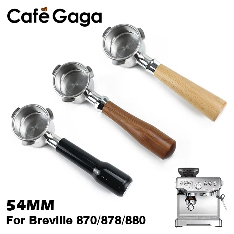 54mm Coffee Bottomless Portafilter For Breville Sage 870 878 880 With Replaceable Filter Basket Home Kitchen Barista Accessories