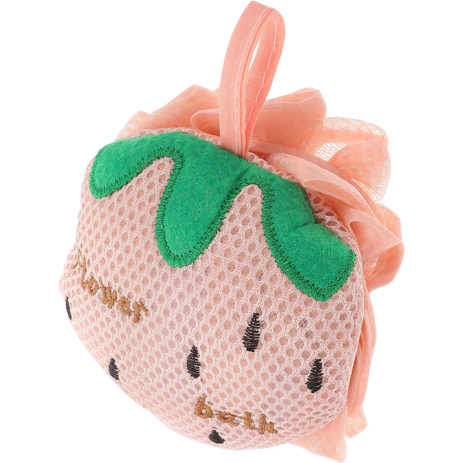 

Bath Ball Strawberry Shower Sponge Mesh Pink Polyester Filled Cotton Pe Scrubber Large Size Cartoon Design Body Cleanser