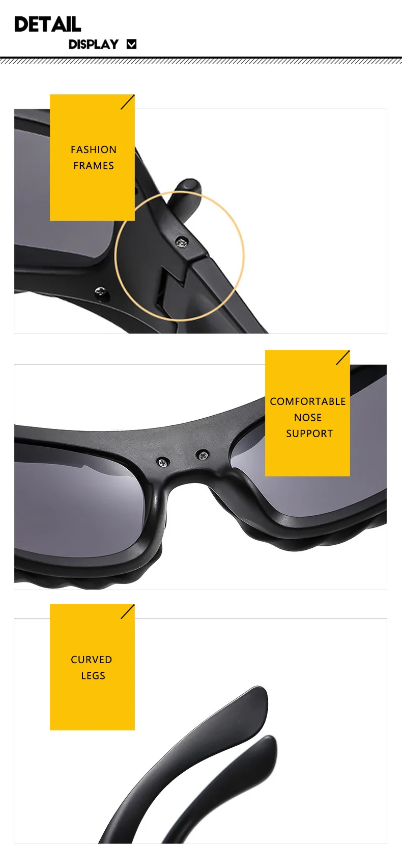 Einzigartige Hip-Hop-Y2K-Sonnenbrille für Damen und Herren, neue Sport-Sonnenbrille mit gedrehtem Design, Party-Sonnenbrille für Frauen, silberne Retro-2000er-Brille – Detail 17