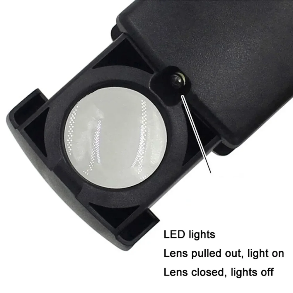 Увеличительное стекло, принадлежности для ювелирных изделий со светодиодной подсветкой/брелок, кольцо, карман, портативная лупа с 45-кратным увеличением, ювелирные инструменты