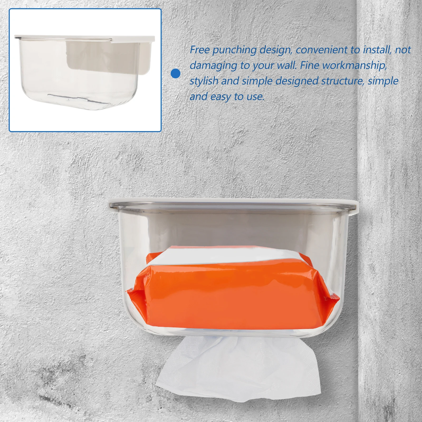 

1pc Stainless Steel Tissue Box Wall Mounted Bathroom Kitchen Dispenser No Punching Easy Install Simple Design for Home