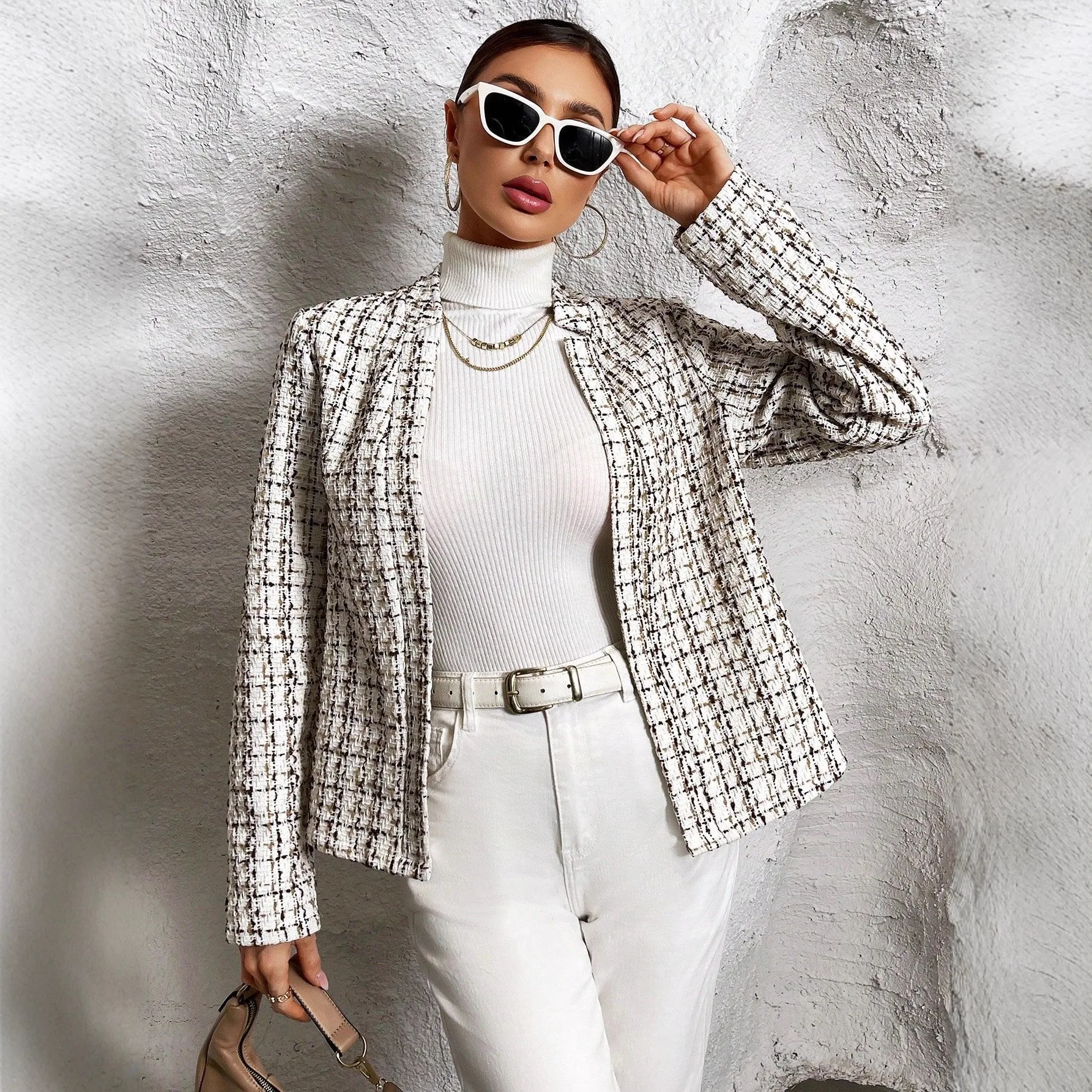 

Женская куртка, верхняя одежда, весна 2026, новый женский кардиган, приталенный маленький офисный маленький костюм в ароматном стиле, женская приталенная куртка