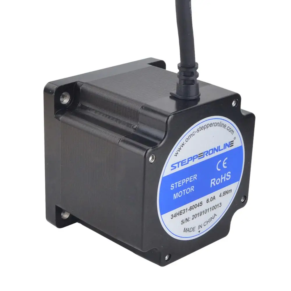 Imagem -05 - Stepperonline Nema 34 Stepper Motor 4.8nm 6a 4-lead 80 mm Stepping Motor 14 mm Eixo para Fresadora de Gravura Cnc