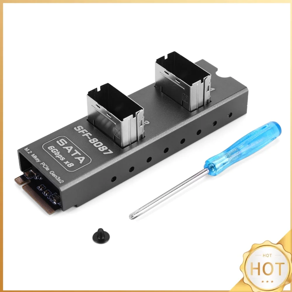 M2 M-Key To 2 Port SFF8087 Expansion Card SATA6Gx8 Hard Drive Adapter Adapter Converter Card Module for Data Transfer