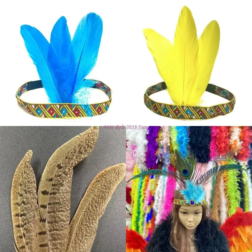 

49ME Unique Tribal Patterne Headbands Multicolor Retros Headdress Creative Headpiece