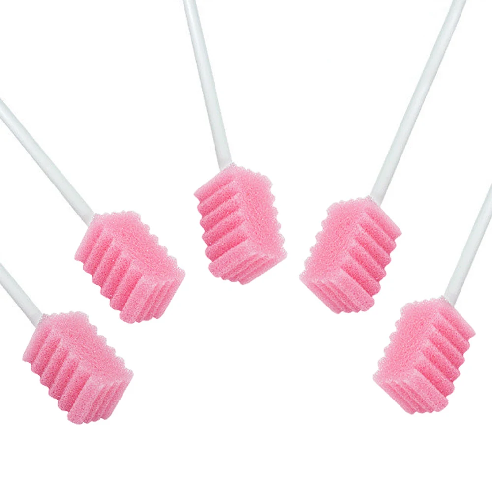 100PCS Directly Manufactured Dental Supplies Oral Swab Foam Stick Floral Shape Dental Care Sponge Cubes Oral Consumables