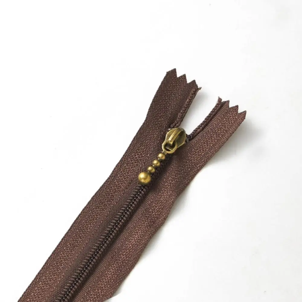 

10Pcs Bag Parts Bronze 3# Close-end Zip Replacement Handmade Round Bead Modeling Zipper Craft Zip Fastener