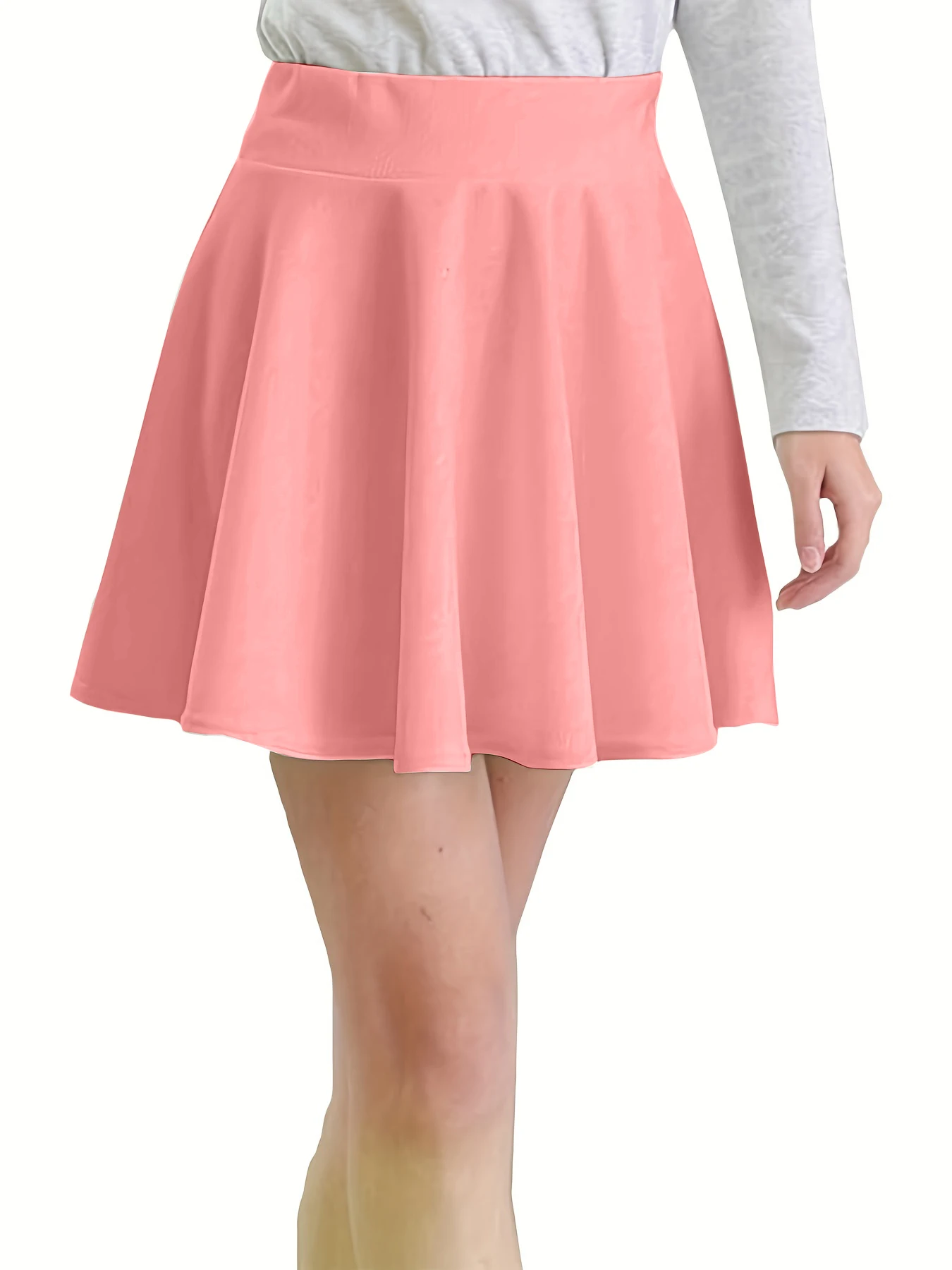 여성 신상 패션 솔리드 컬러 캐주얼 편안한 하이웨이스트 스커트, 미니 플리츠 스커트