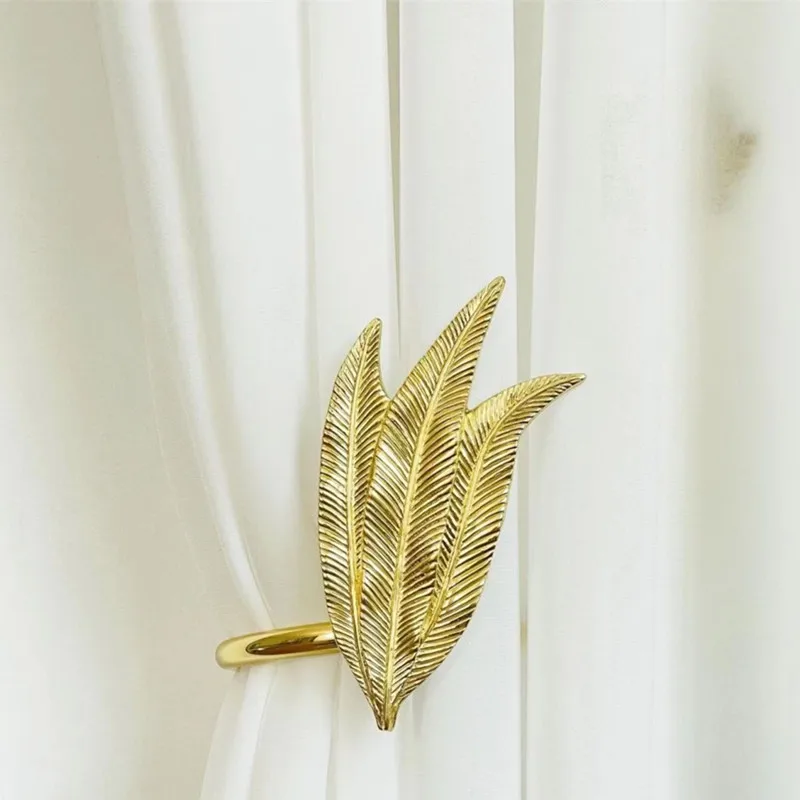 

Window Dressing Curtain Hook Golden Leaf Shape Curtain Buckles Room Decorative Hardware Curtain Hangers