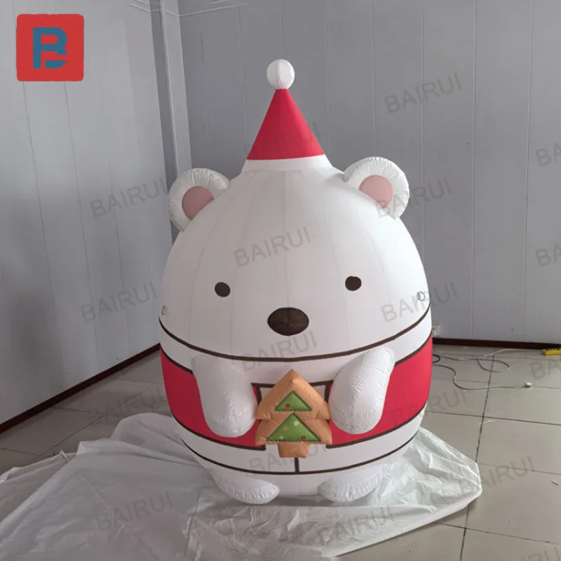 دب عيد الميلاد القابل للنفخ، نموذج هواء عيد الميلاد، مع منفاخ، ديكور مربع لمركز التسوق في الهواء الطلق