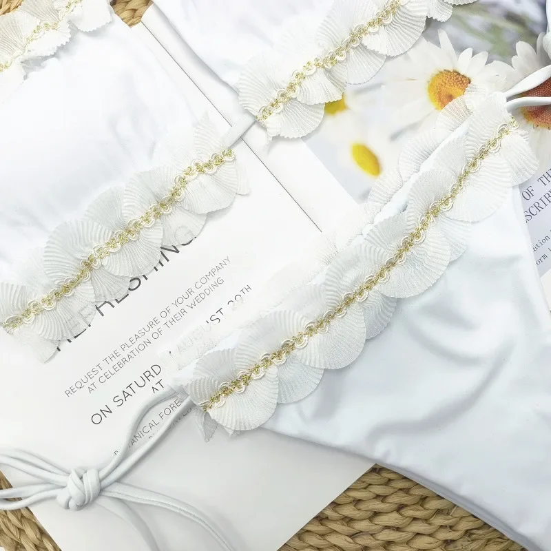 Conjuntos de Bikini 2025, traje de baño brillante, trajes de baño de Color sólido, trajes de playa para mujer, Bikini brasileño, traje de dos piezas triangular