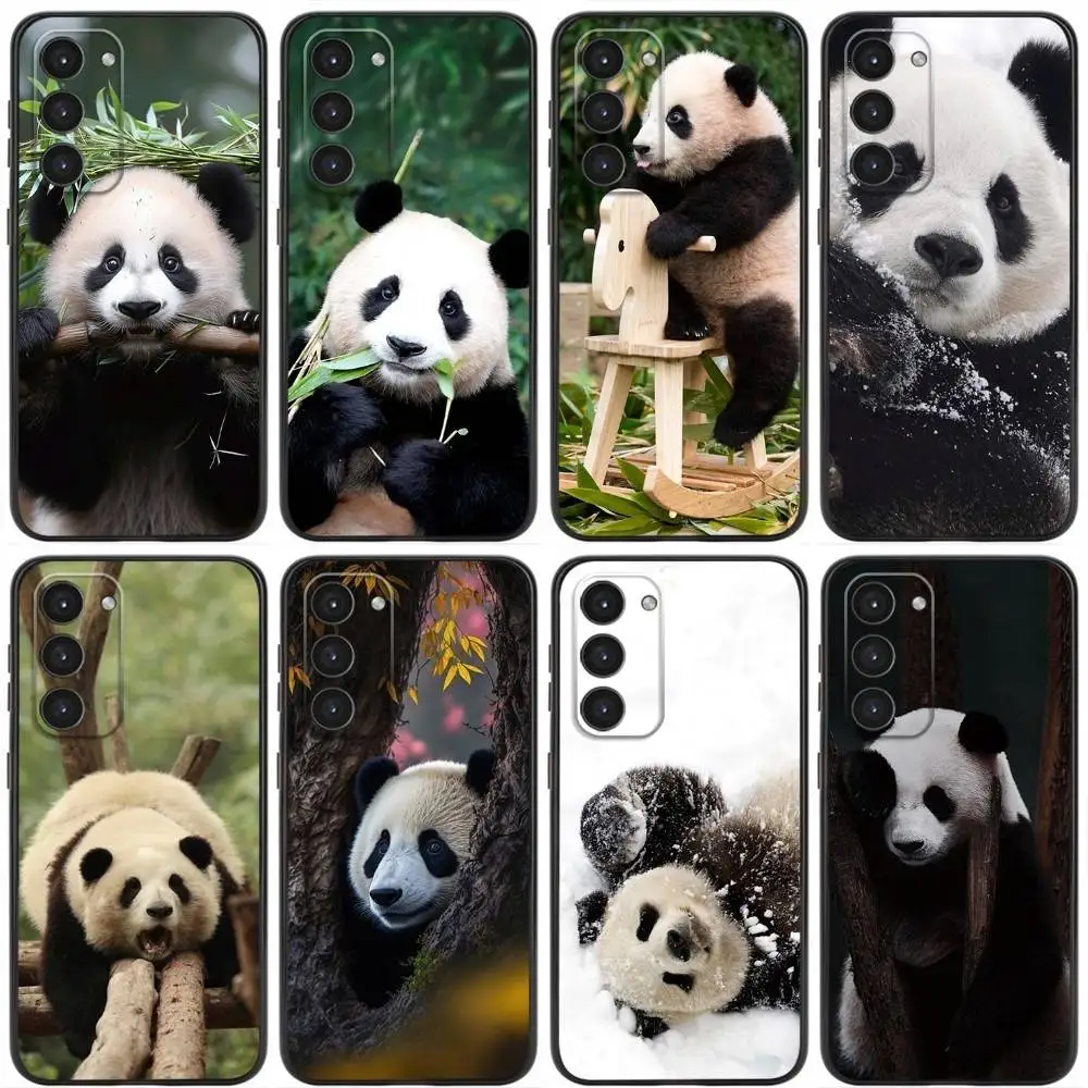 

Cute F-Fubao Animal Panda Phone Case For Samsung Galaxy A20,21s,22,31,32,52,53,72,73,80,91 Soft Liquid Silicone Black Cover