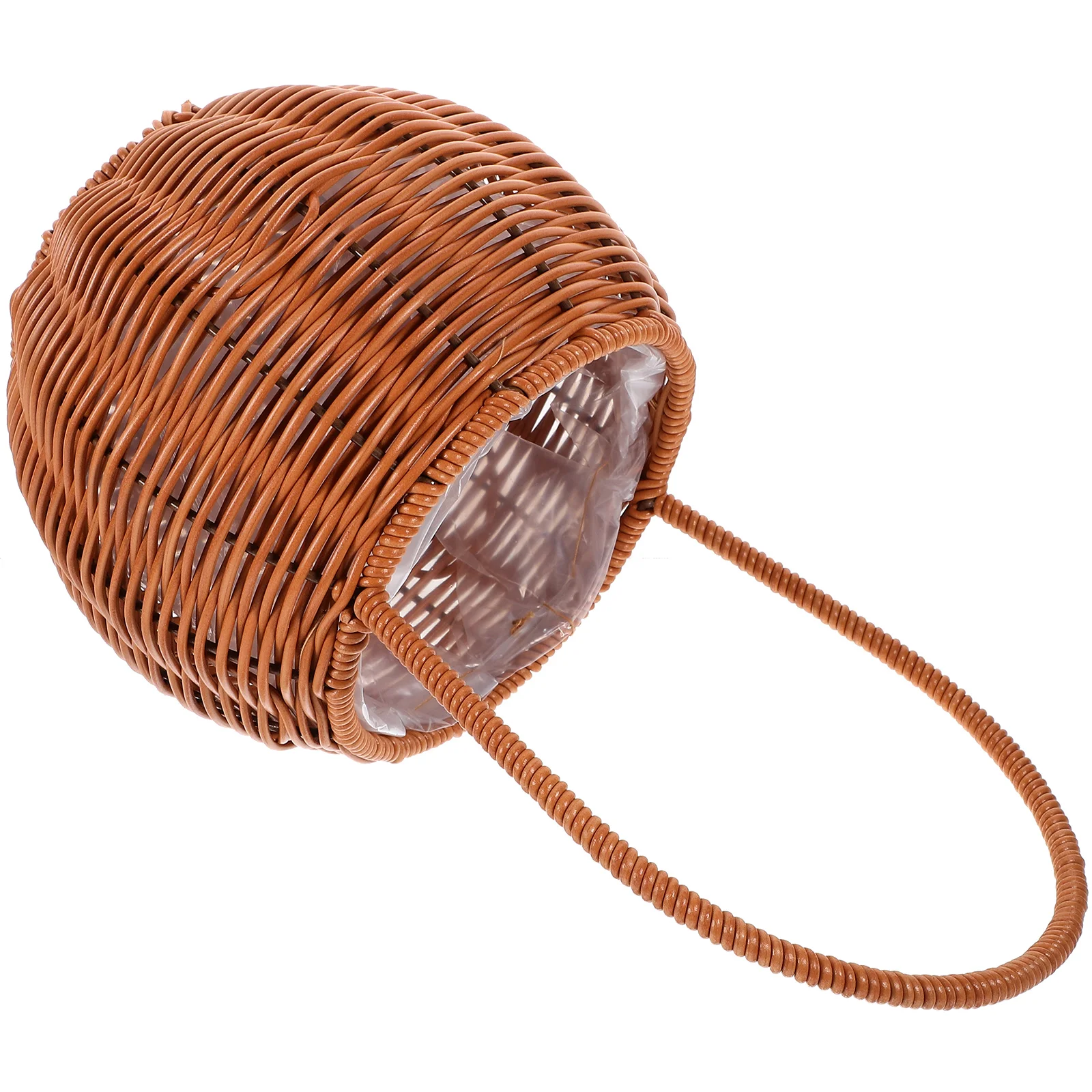 

Retro Woven Basket Light Brown Small Size Portable H Storage Snack Fruit Picnic Wedding Photography Decor Rattan Basket