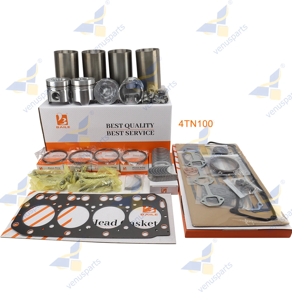 4TN100 Overhaul Rebuild Kit for Yanmar Piston Rings Cylinder Liner Full Gasket Set Engine Parts 119000-2000 100*1.5+2+3mm