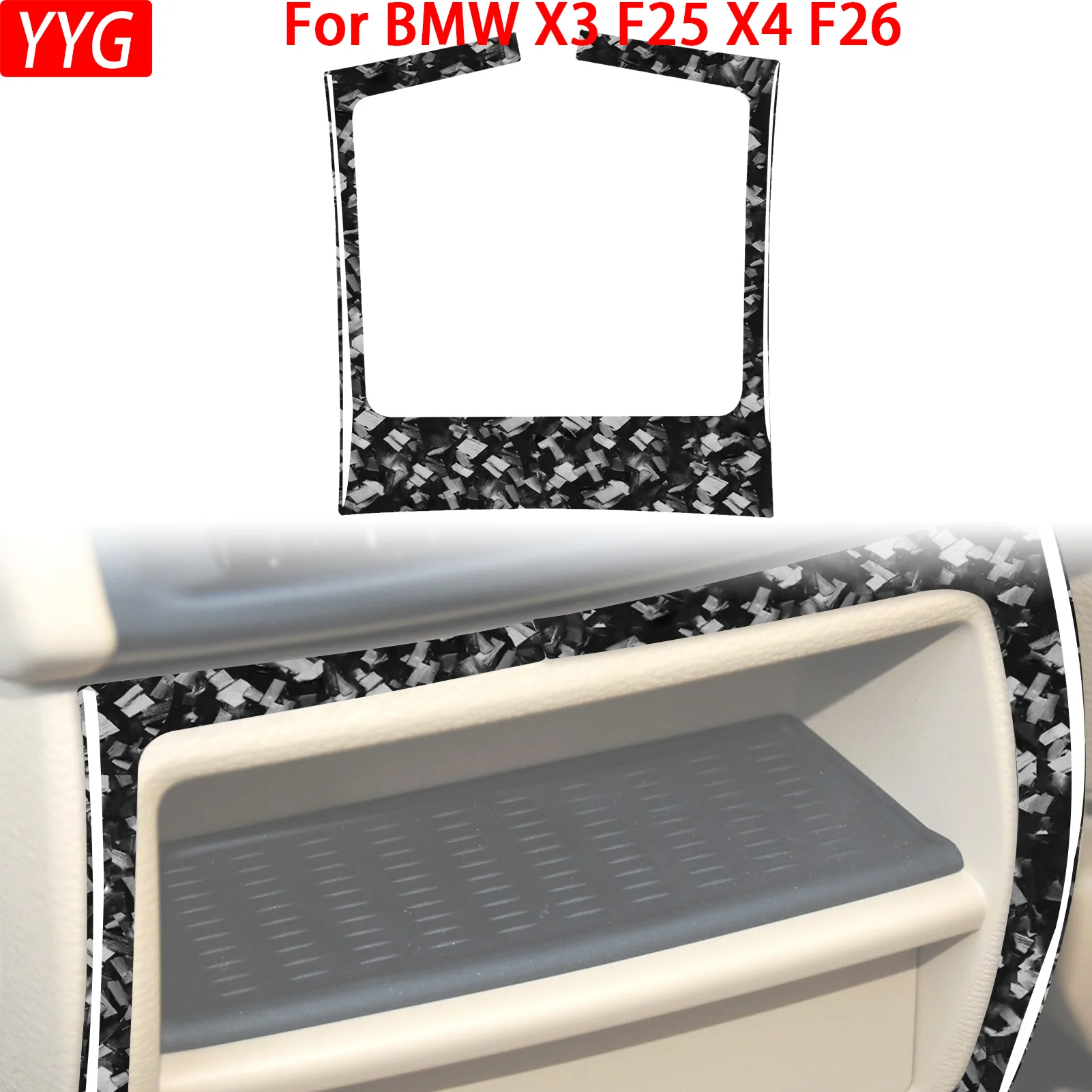 

For BMW X3 F25 X4 F26 2014-2017 Car Rear Center Storage Box Panel Decorative Forged Carbon Fiber Interior Accessory Stickers