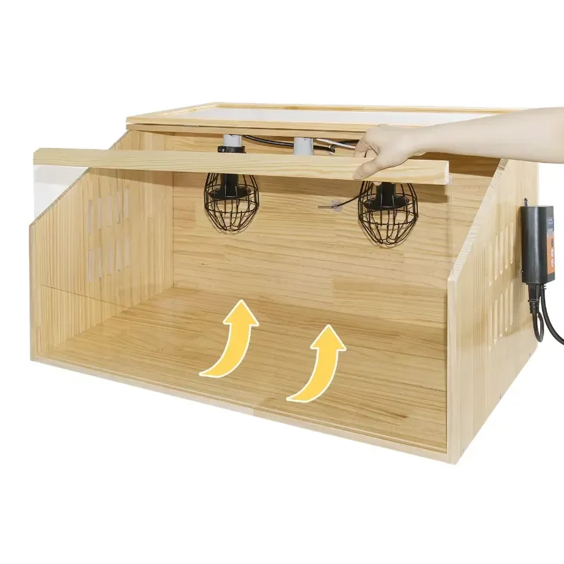 Hot-selling Temperature-controlled Wood & Acrylic Brooder Box with Windproof Design for Small Animals (Quail Turtle Hedgehog)