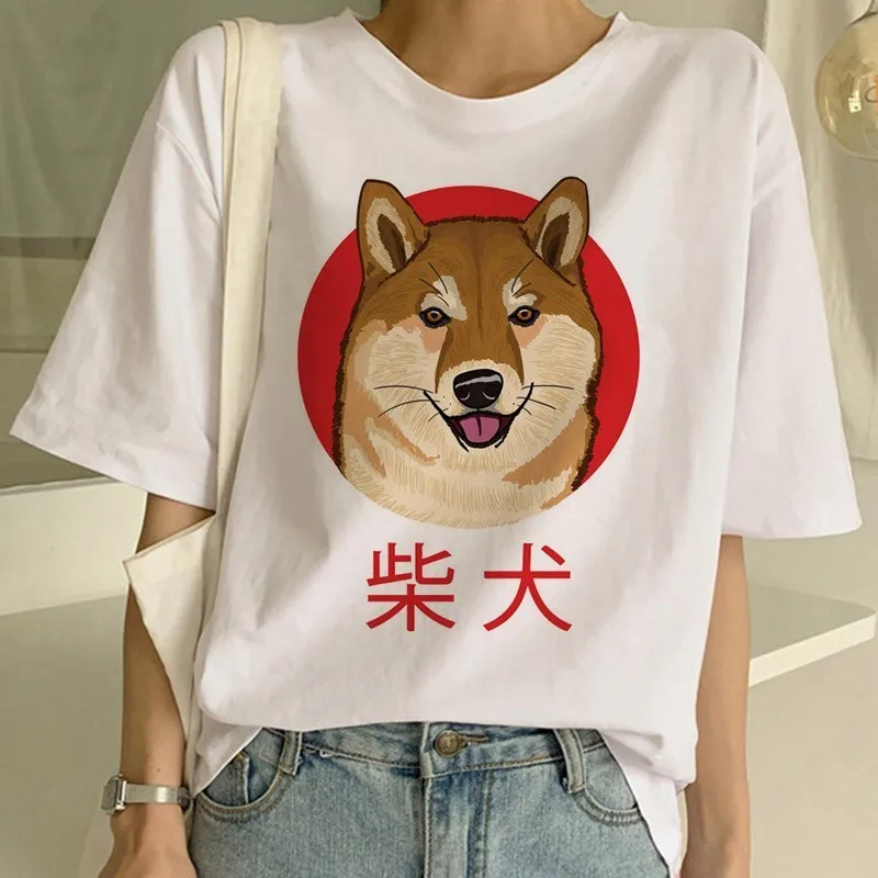 Shiba Inu T Shirt Funny Cute Animal   Graphic Korean Clothing Top Women Ulzzang T-shirt Female Tees Harajuku For