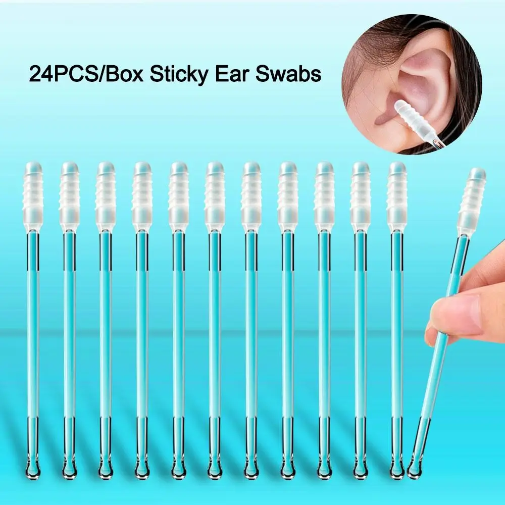 

24Pcs/Box Disposable Disposable Ear Swabs Double Head Soft Sticky Earwax Remover Stick Ear Cleaner Ear Wax Removal Tool