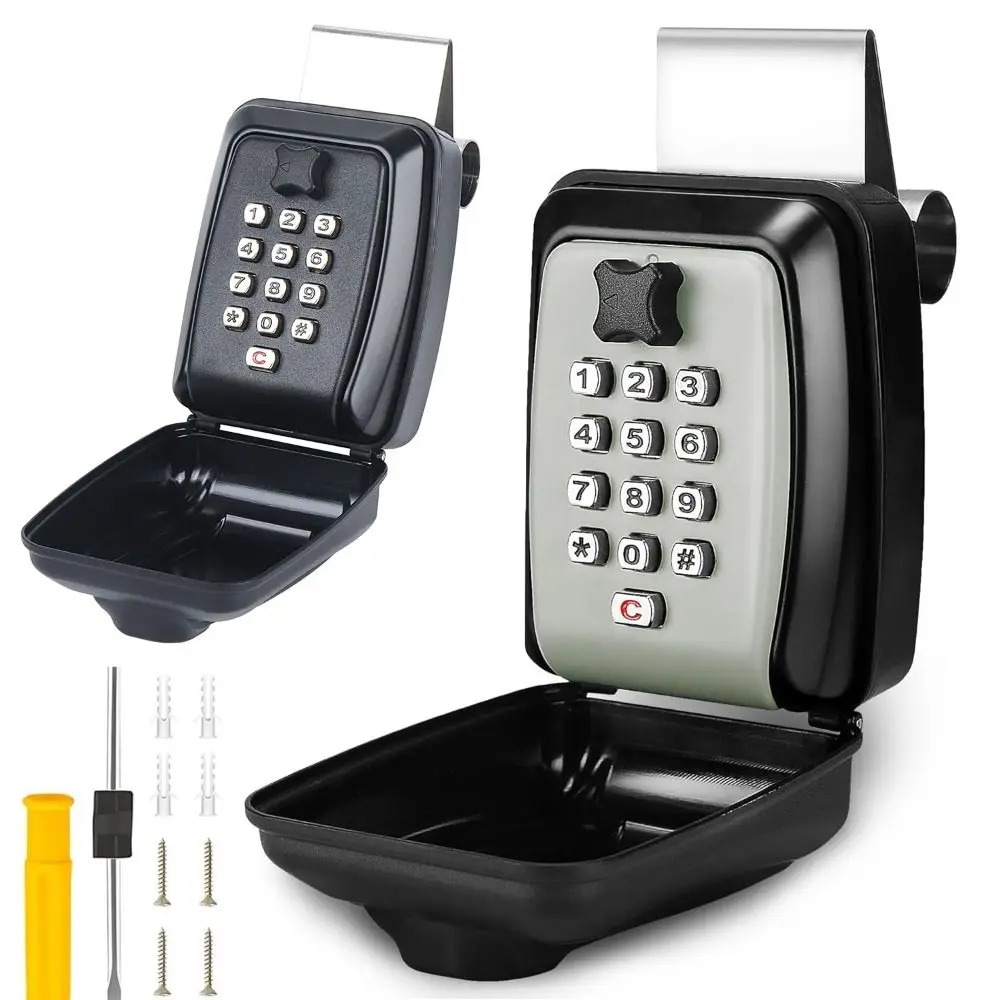 Anti-Theft รถกล่องล็อคหน้าต่างแบบพกพากันน้ําคีย์ Lockbox ขนาดใหญ่ความจุทนทาน Punch ปุ่มล็อคกล่องยานพาหนะความปลอดภัย