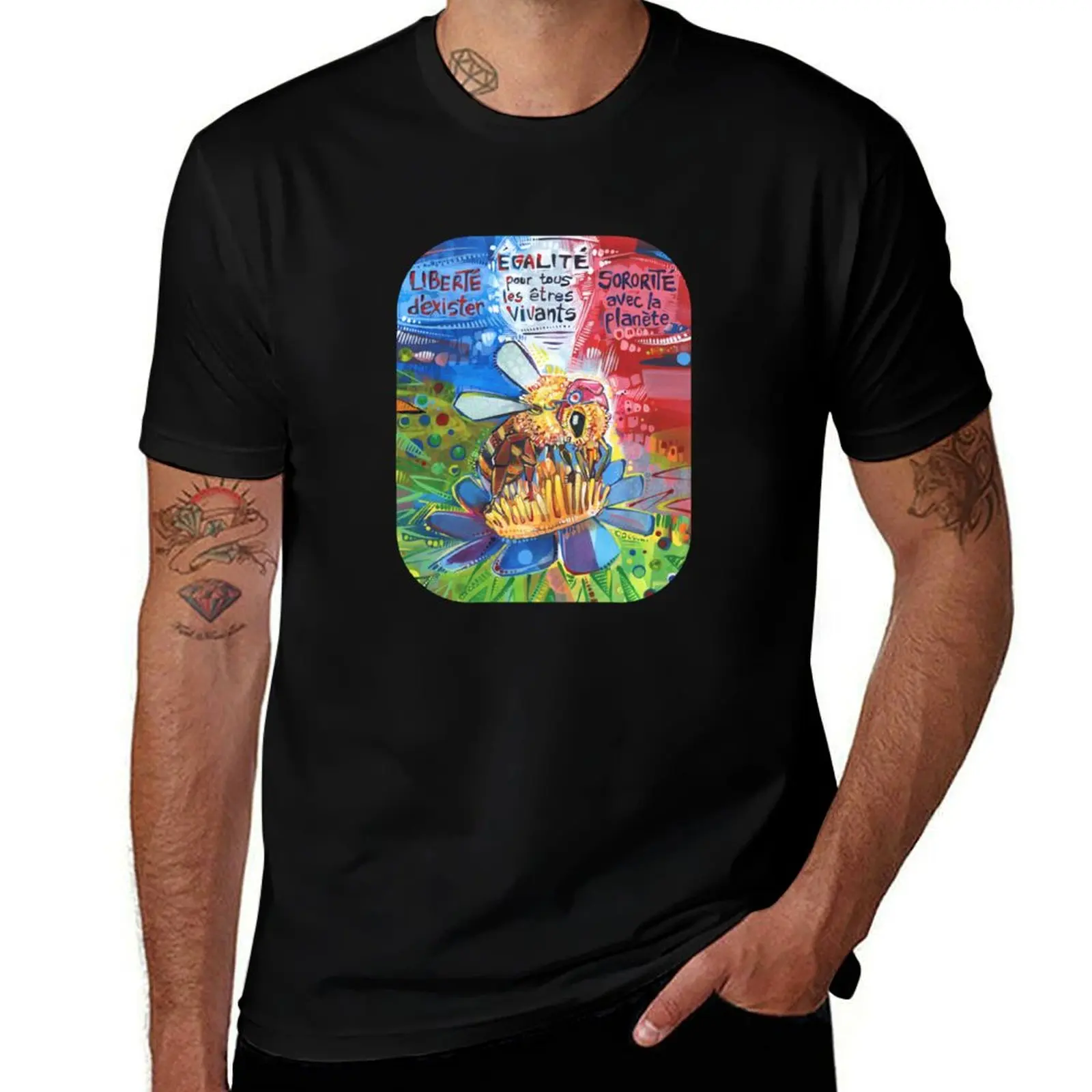Liberté, égalité, Sororité (Bee Marianne Painting) - 2024 T-Shirt Active Wear Sports T-Shirt for Men