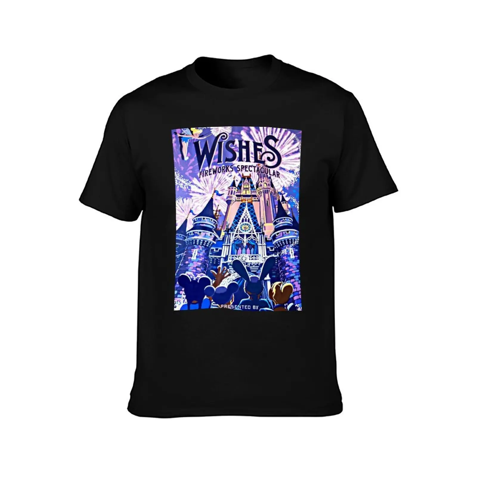 Wishes! Nighttime Spectacular Poster T-Shirt, Summer Casual Cotton Tee, Oversized Streetwear Tops, Vintage Graphic Print